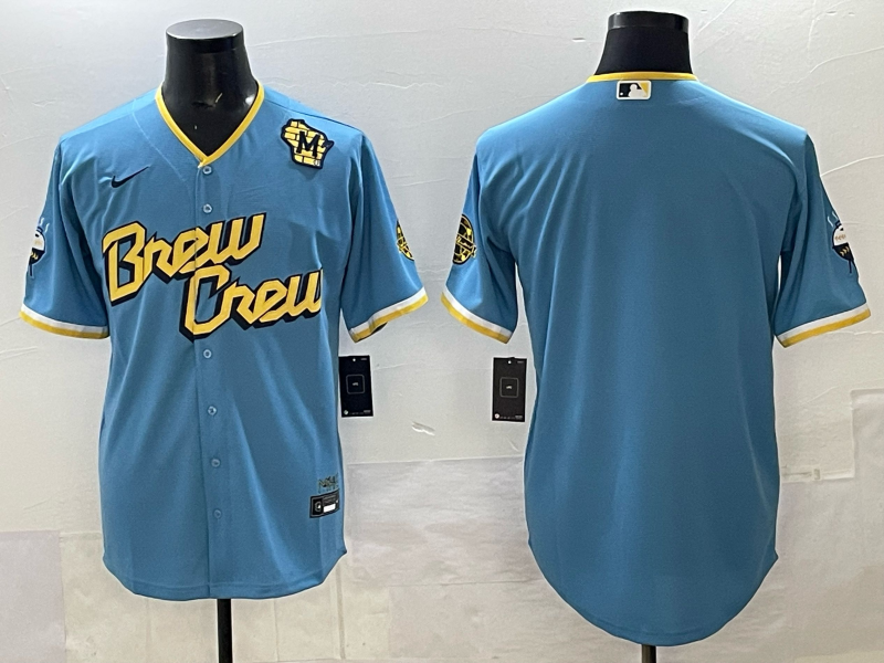 Men Milwaukee Brewers blank blue Nike MLB 2025 Jersey 001